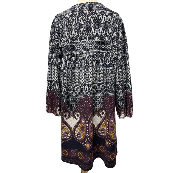 XL Sacred Threads Embroidered Boho Festival Blue Gray Plush Paisley Dress - Picture 6 of 11